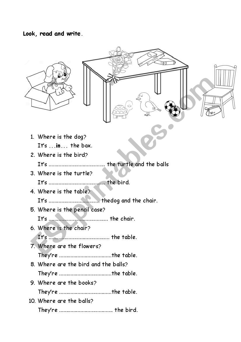 prepositions of place worksheet