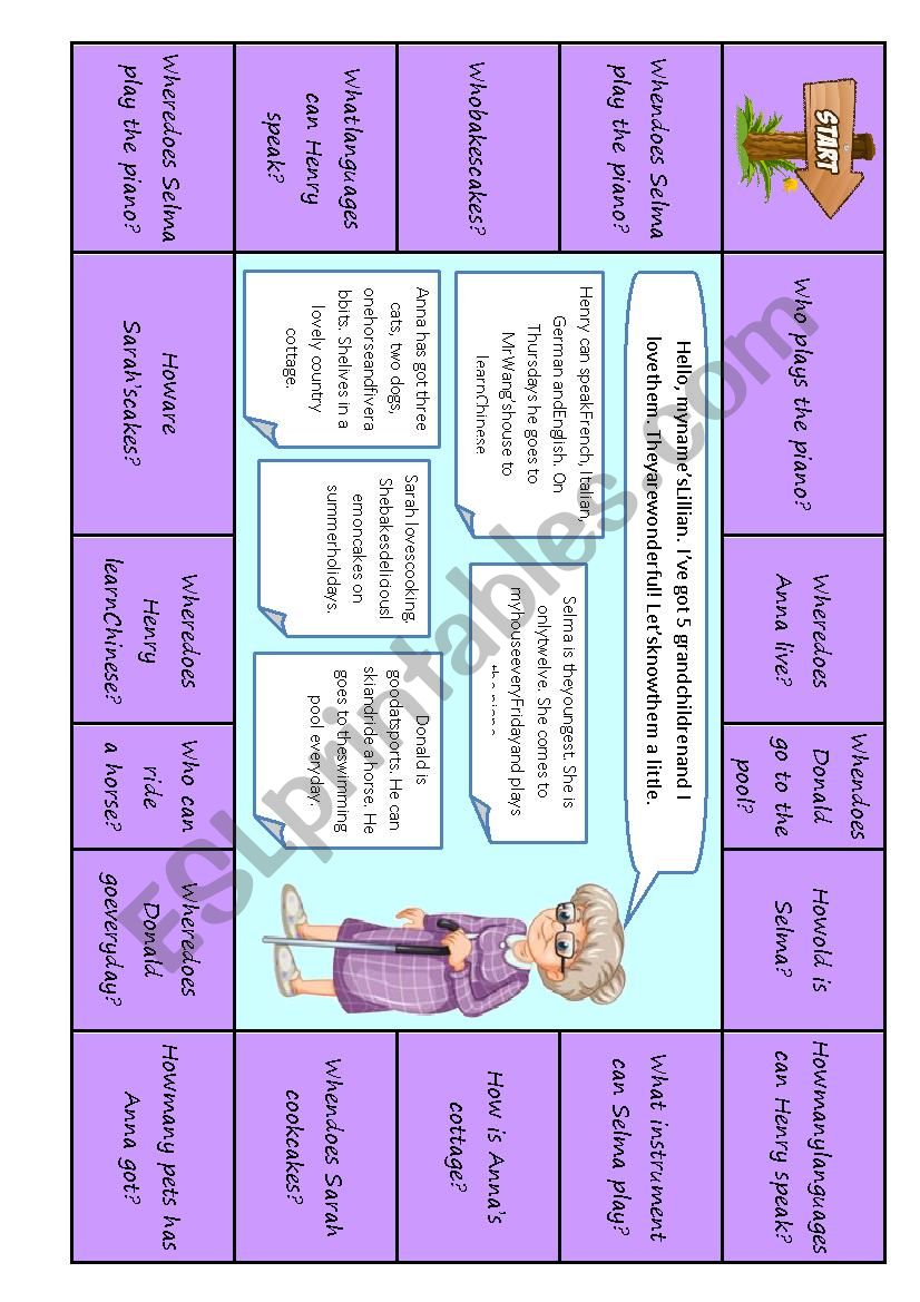 comprehension game  worksheet