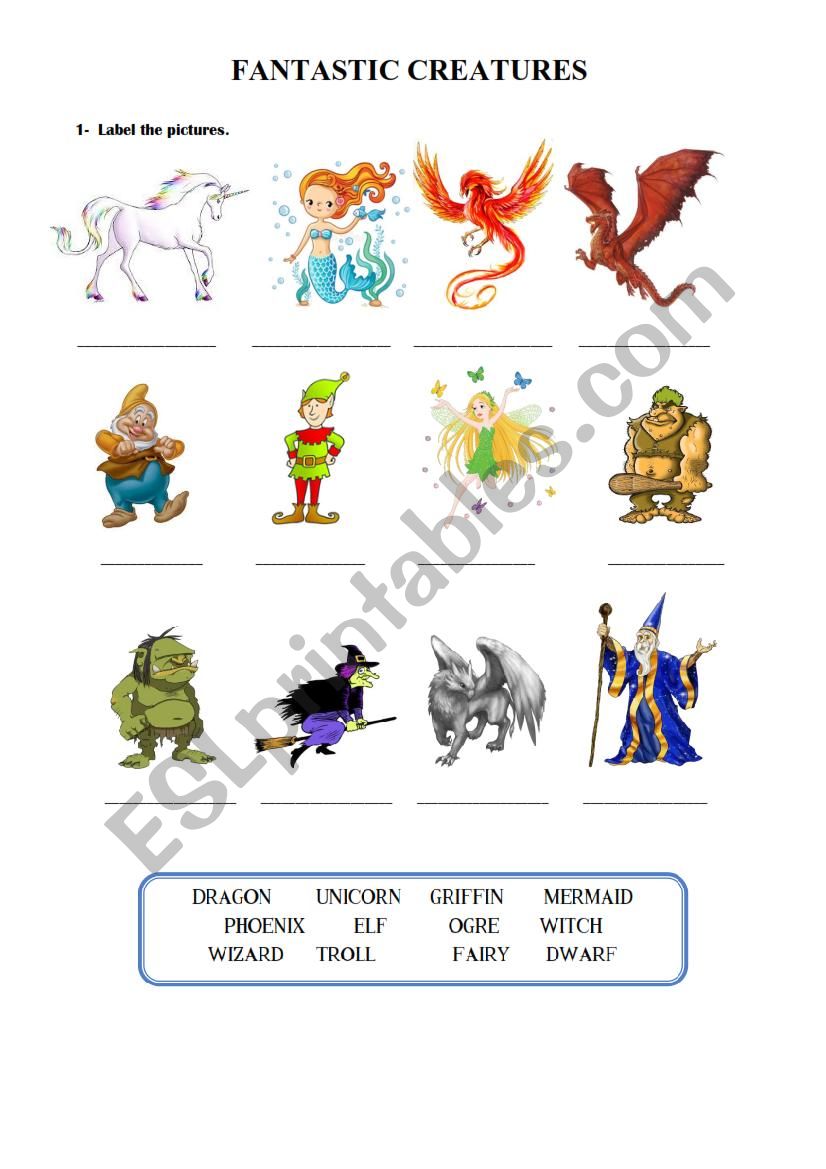 FANTASTIC CREATURES worksheet