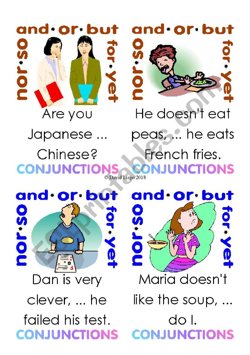 Coordinating Conjunctions Flash Cards 9-16