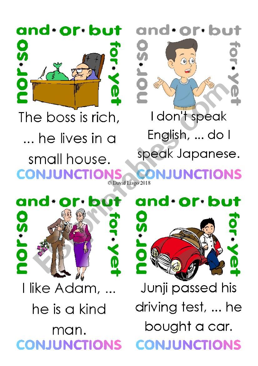 Coordinating Conjunctions Flash Cards 25-32