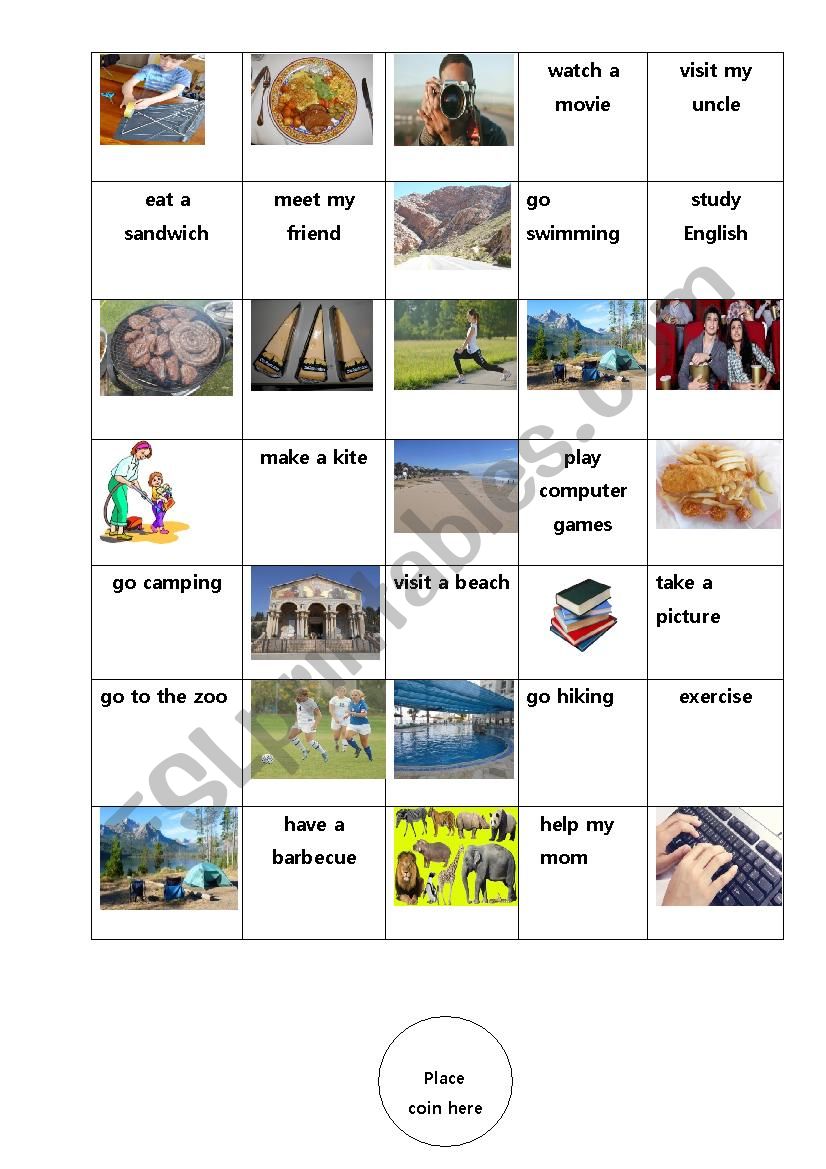 Coin Slide Board Game worksheet