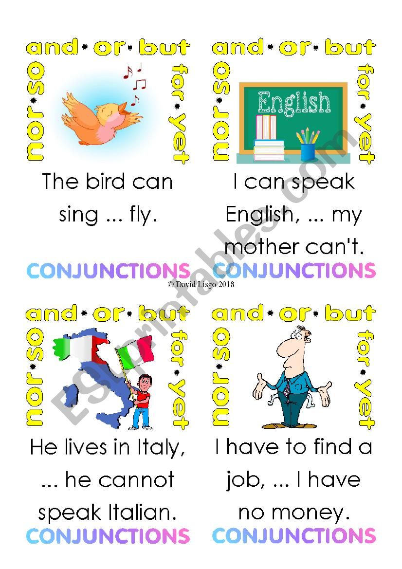 Coordinating Conjunctions Flash Cards 65-70 plus rules card, special Switcit cards and complete answer keys.