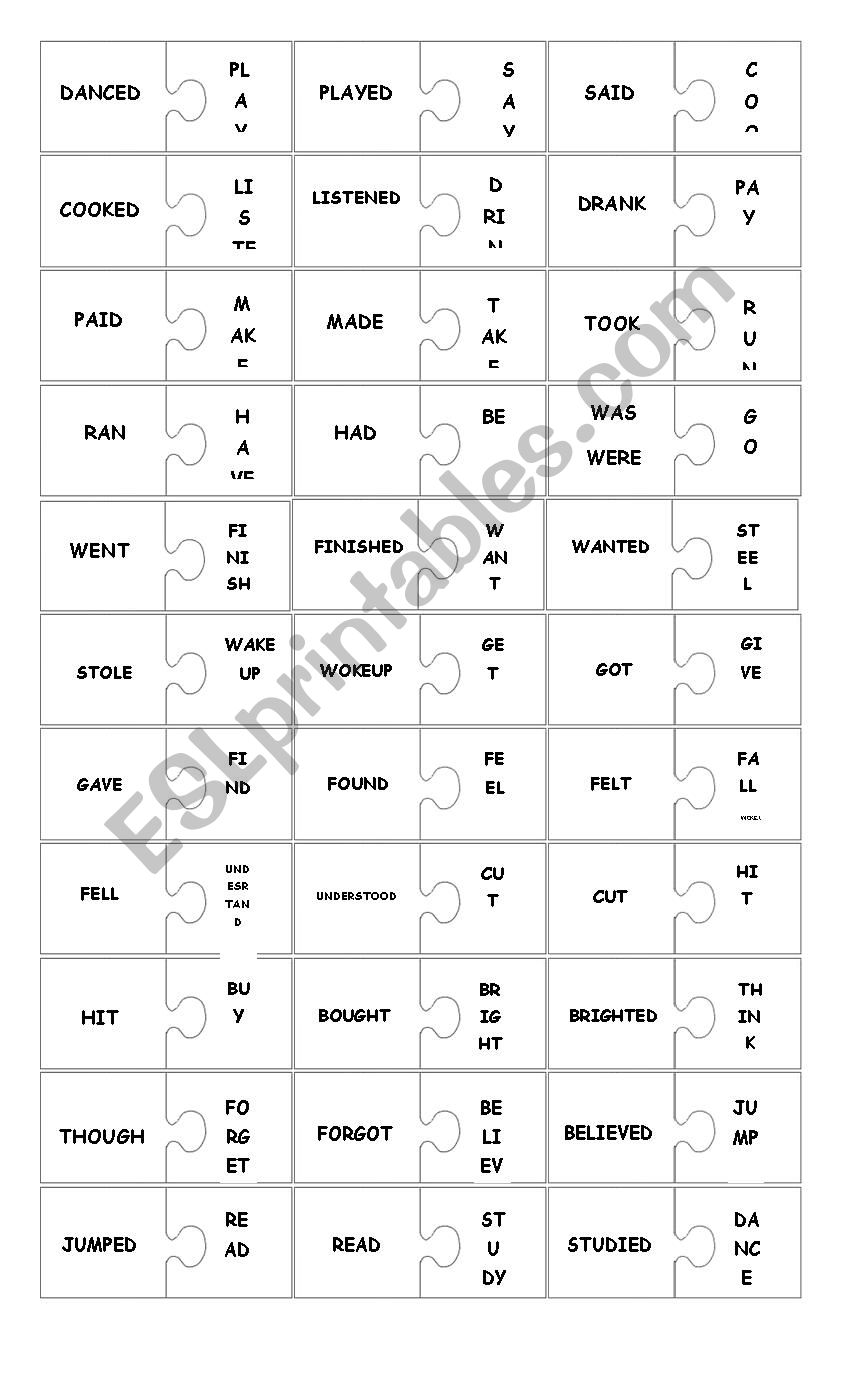 Verbs in past Game worksheet