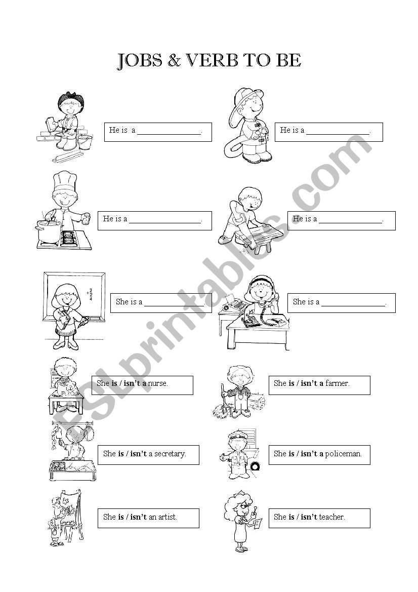 JOBS & TO BE worksheet