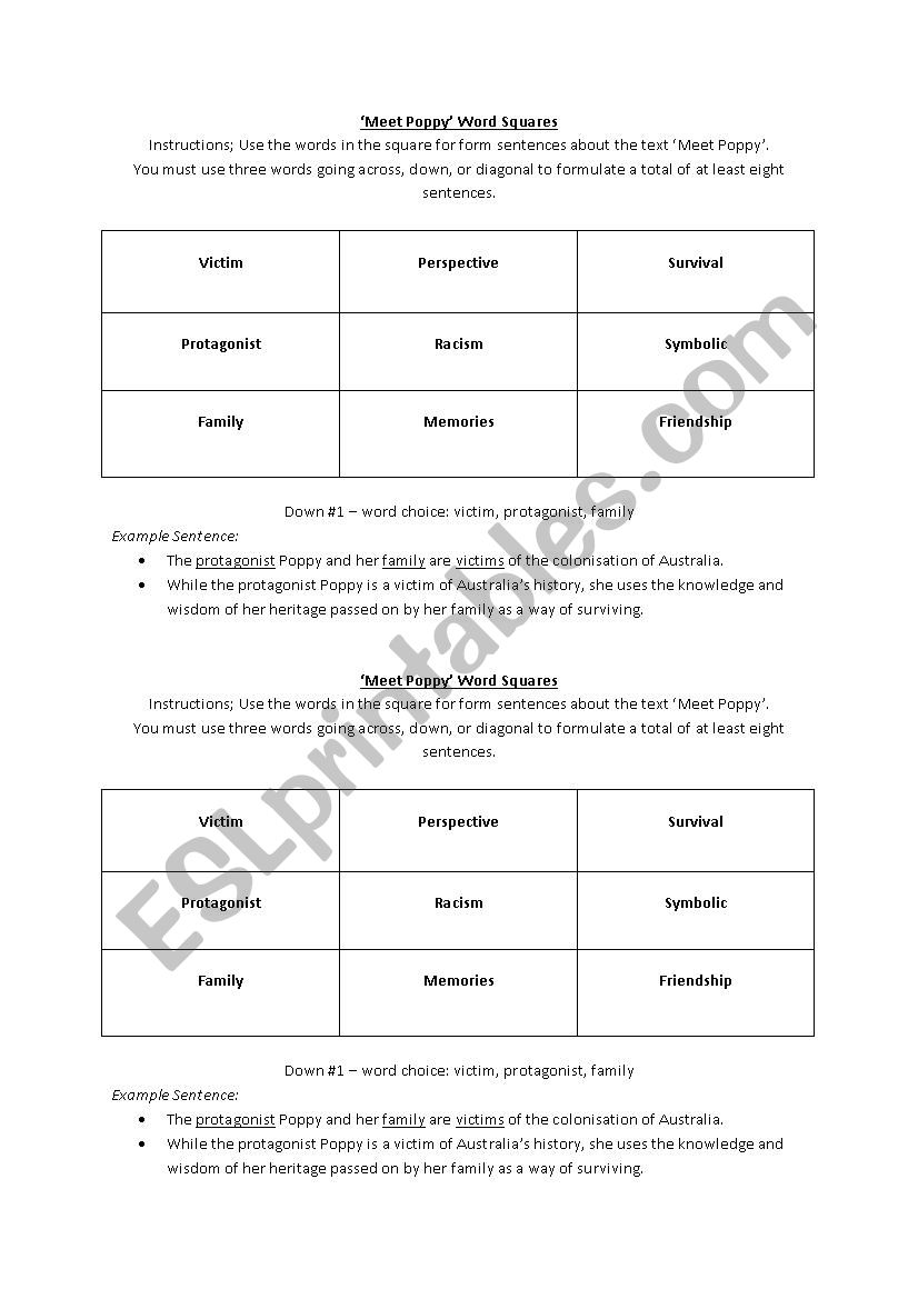 Meet Poppy by Gabrielle Wang Word Squares