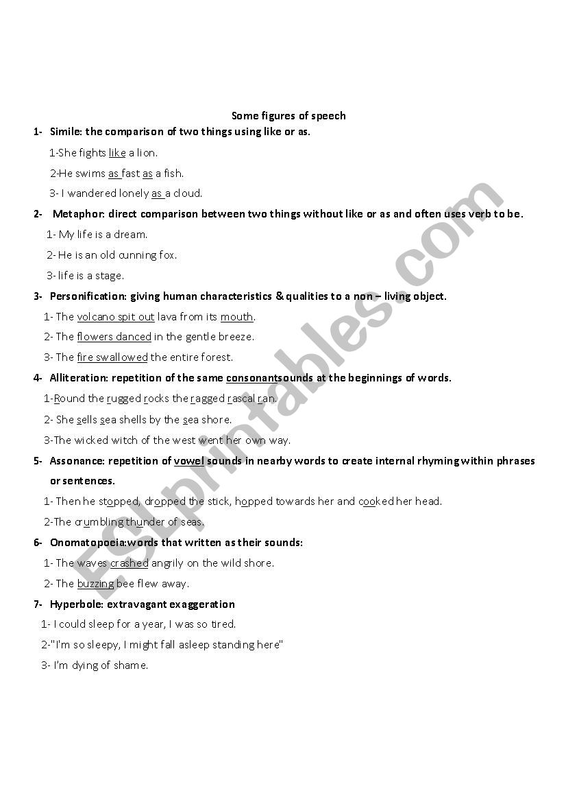 figures of speech worksheet