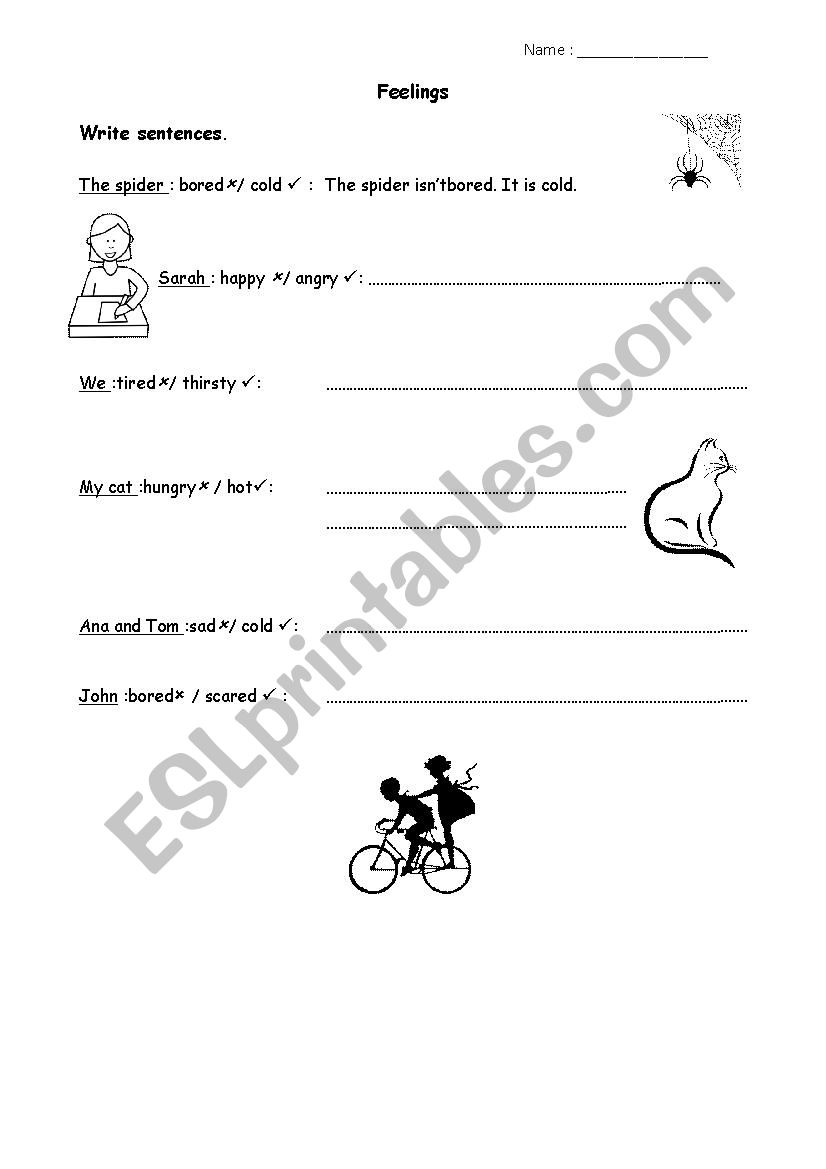 Feelings + verb TO BE worksheet