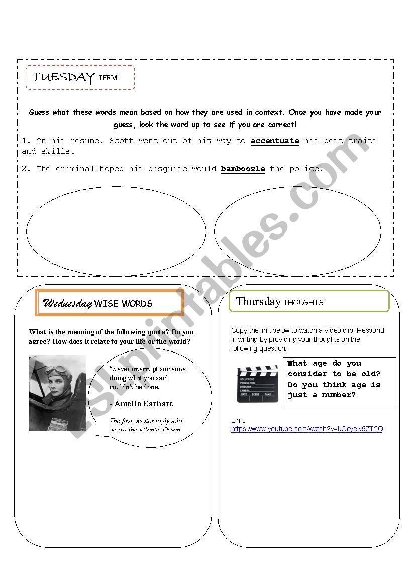 Bell-Ringers worksheet