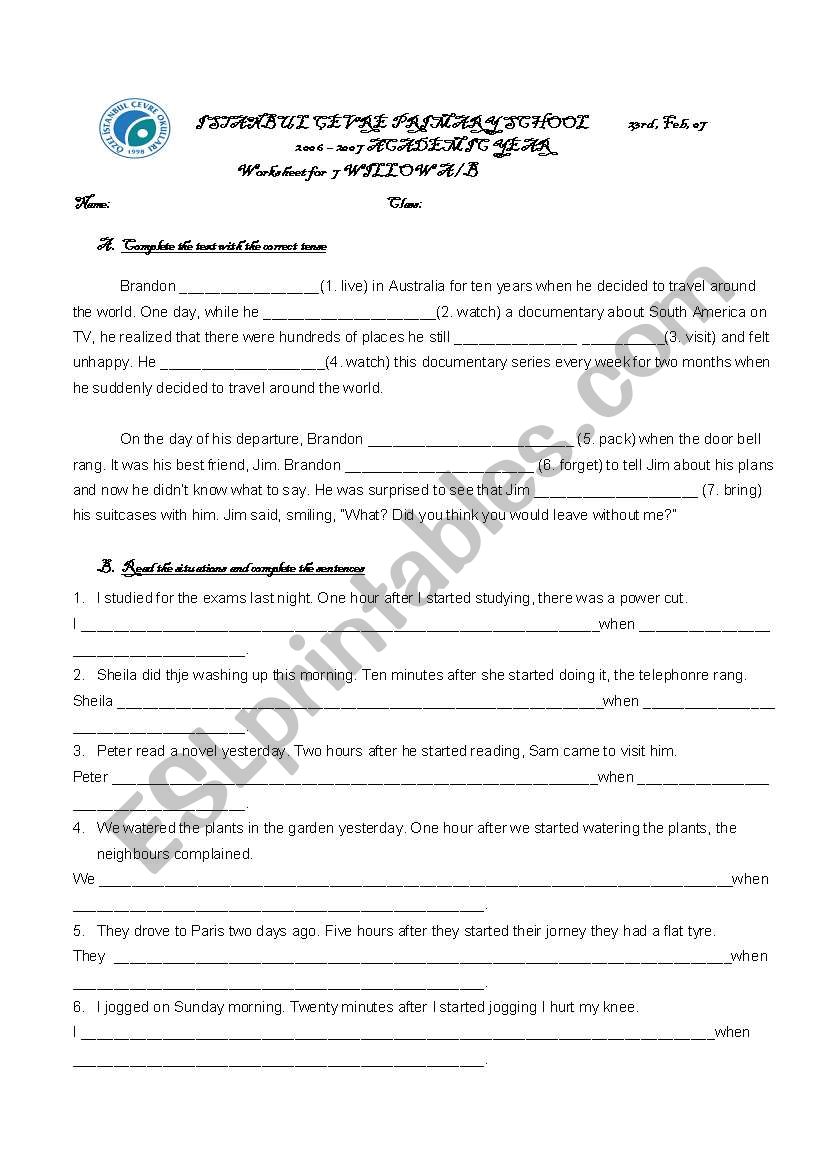 worksheet about tenses and modals