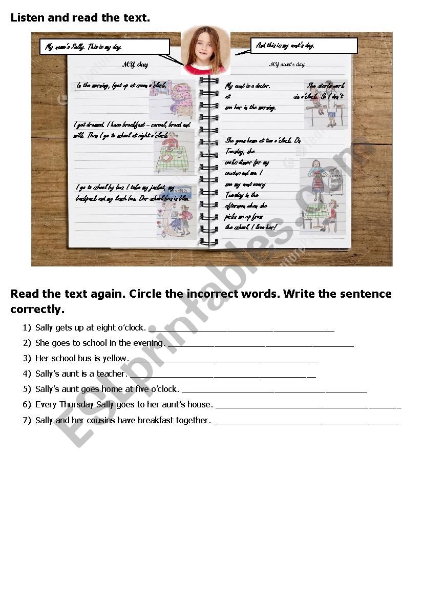 Reading on edaily routines worksheet