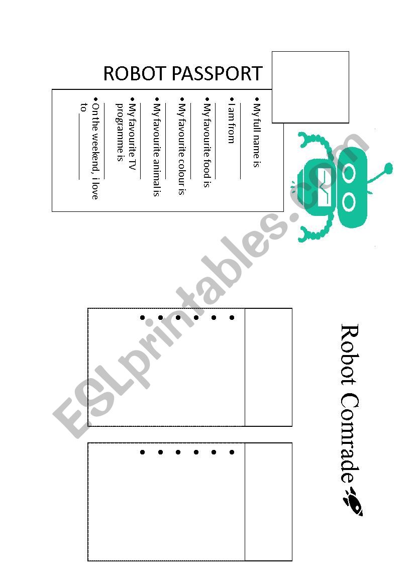 Robot Passport Worksheet CEFR Topic The Robot