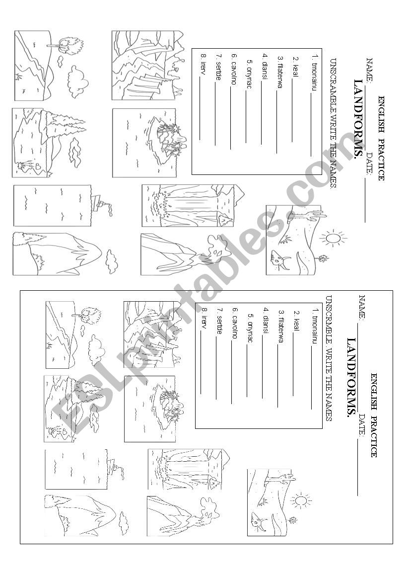 landforms esl worksheet by valvalerick