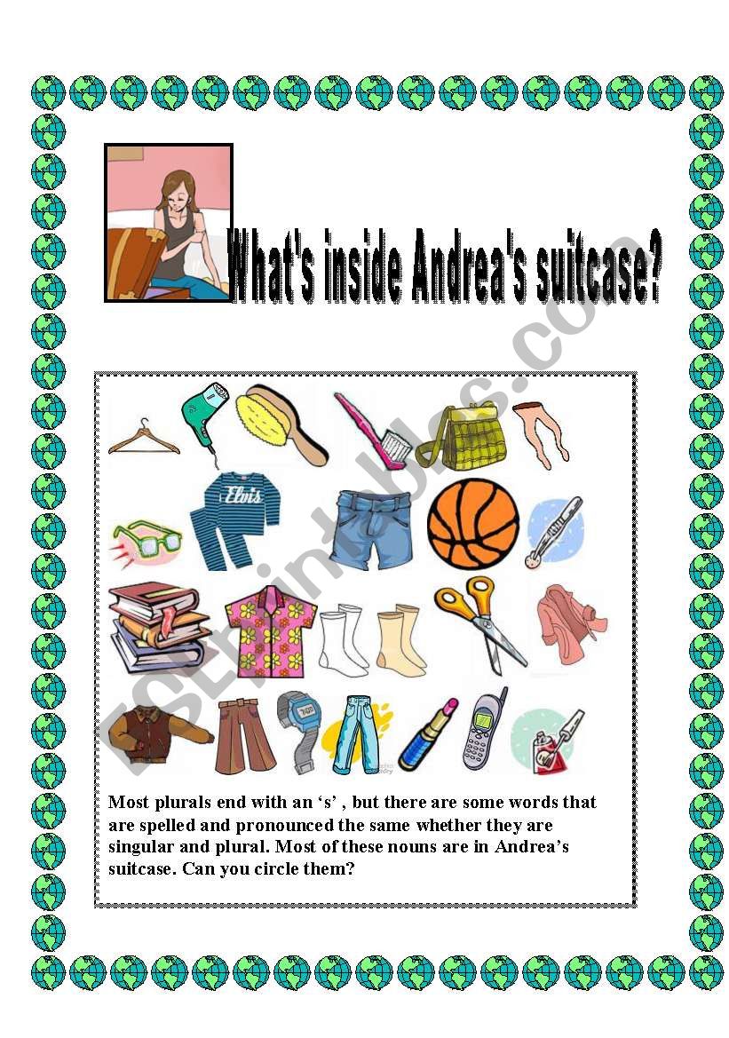 What is in Andreas suitcase? worksheet