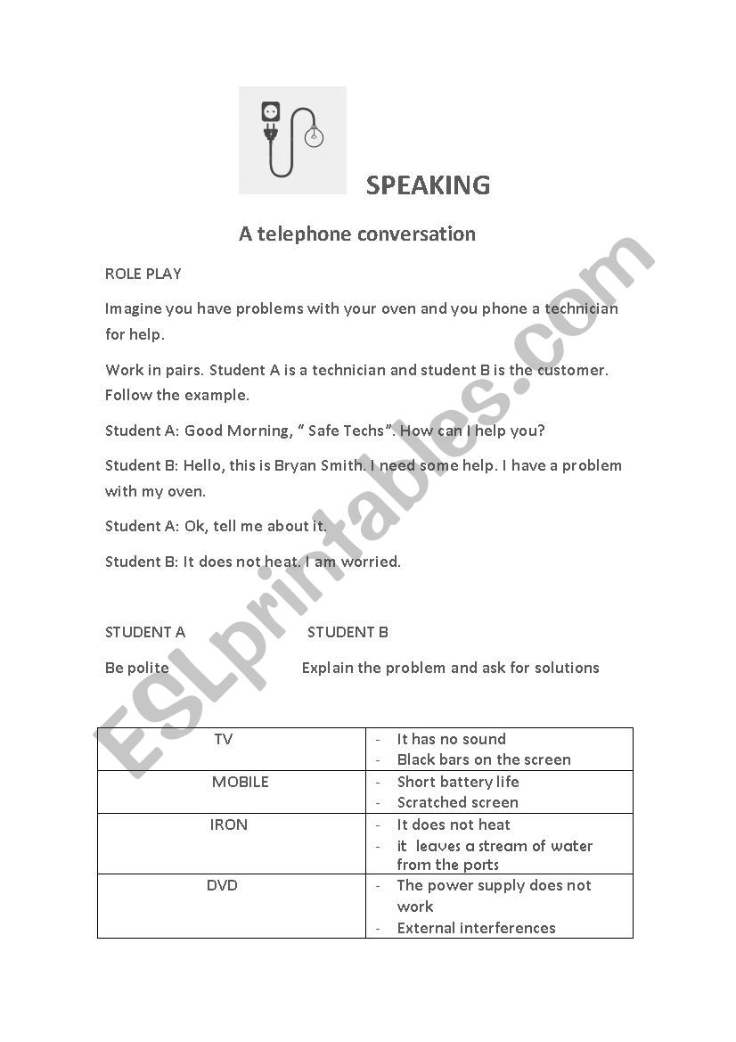 speaking for electricians worksheet