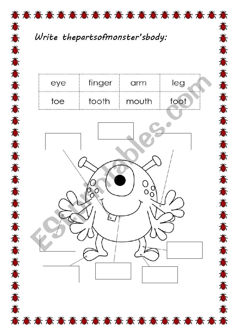 Parts of the body worksheet