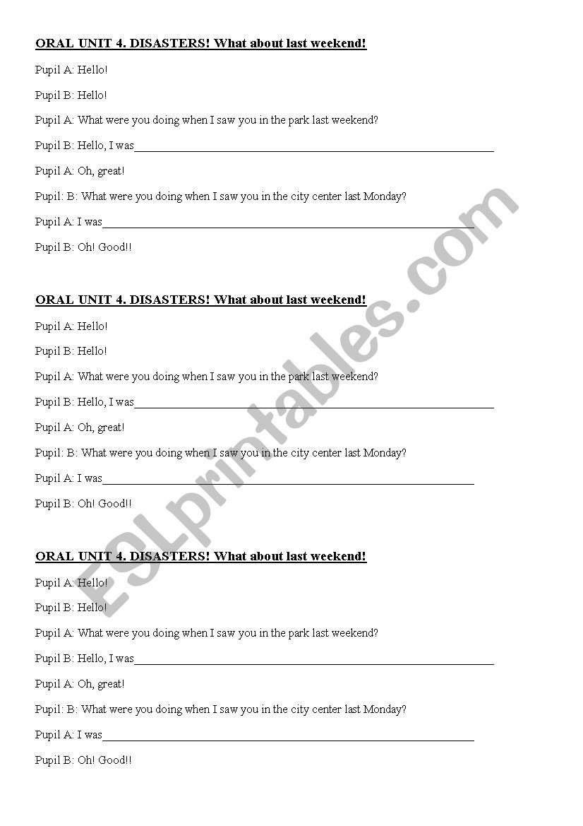 ORAL  worksheet