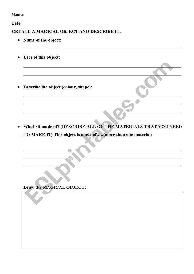 DESCRIPTIONS  worksheet