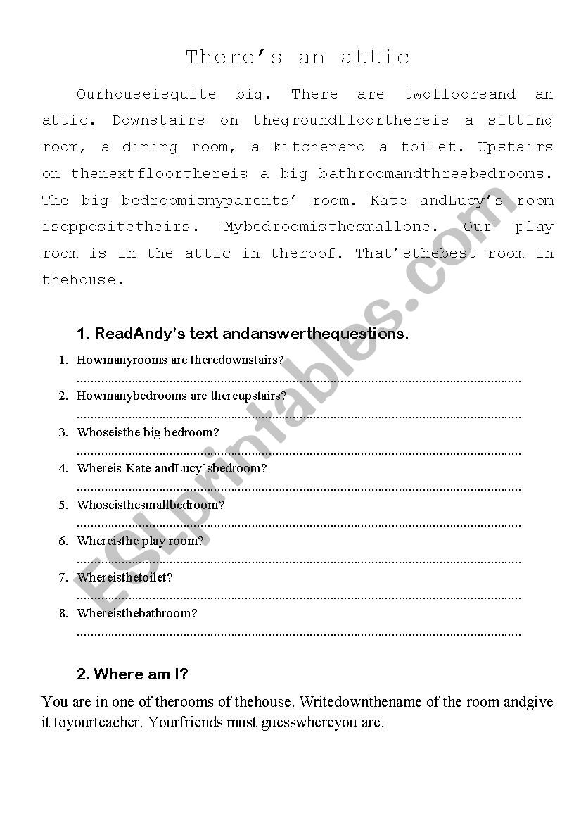 There is an attic worksheet