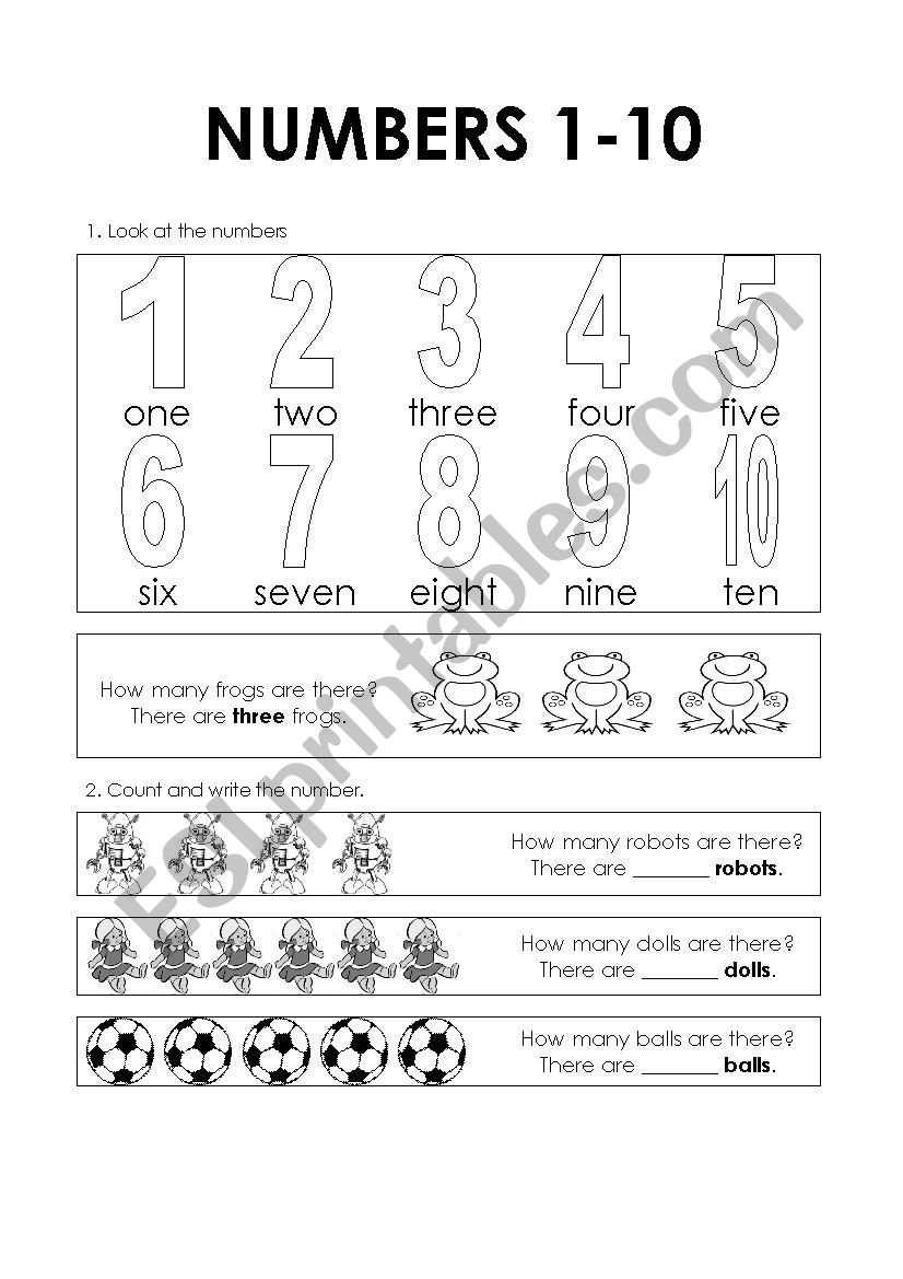 Numbers 1-10 worksheet