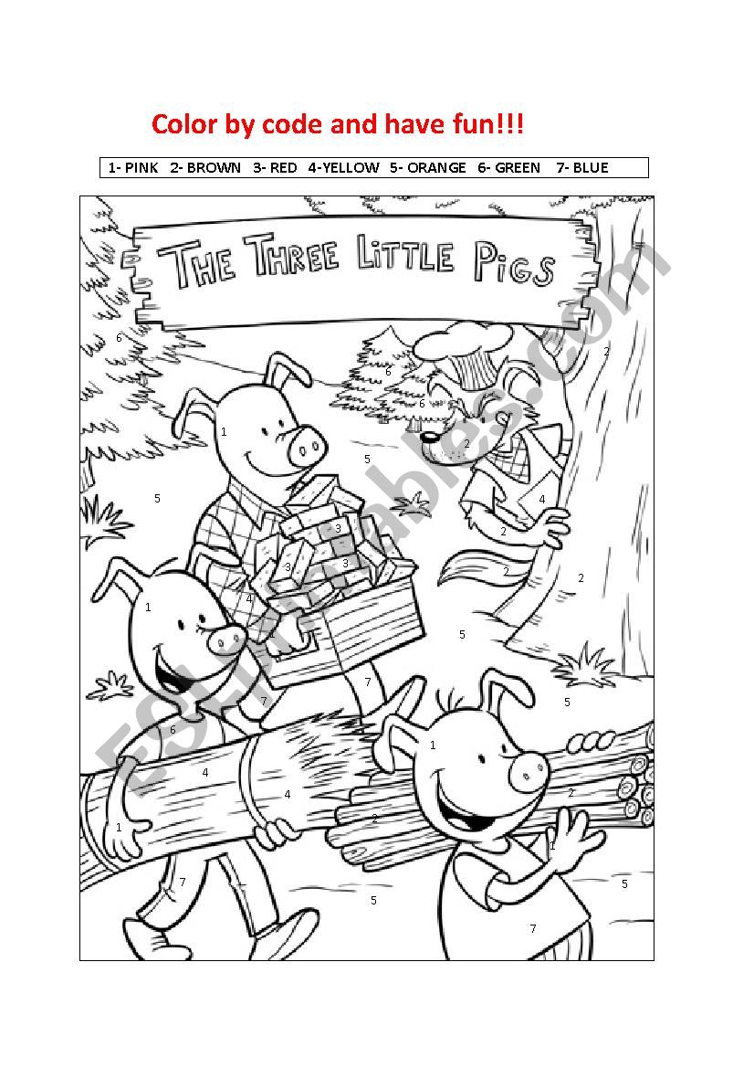 The Three Little Pigs - color by code!