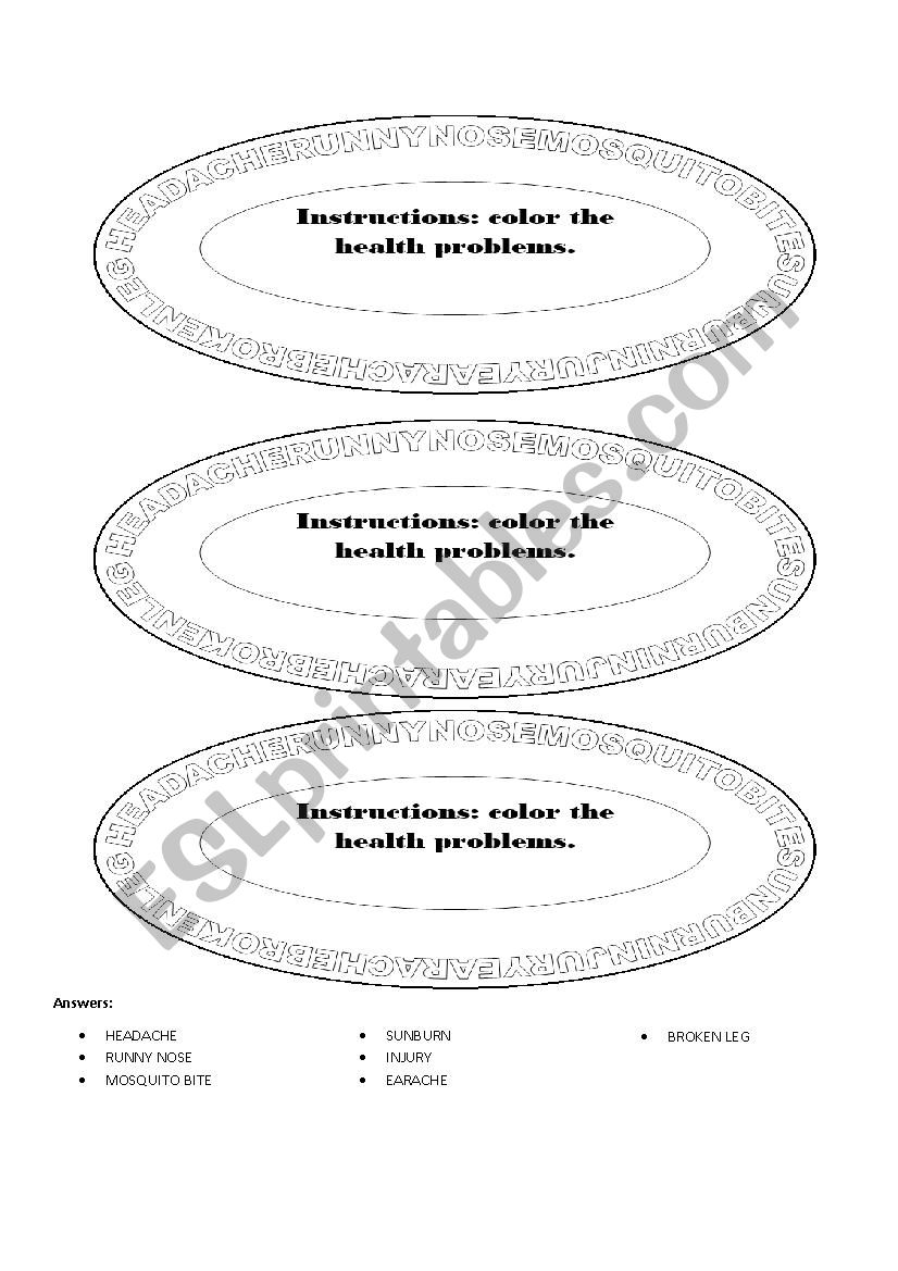 HEALTH PROBLEMS AND REMEDIES worksheet