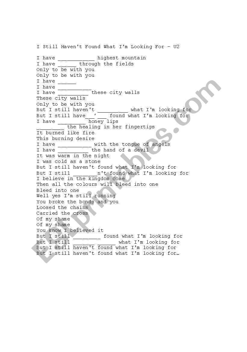 U2 Present Perfect worksheet