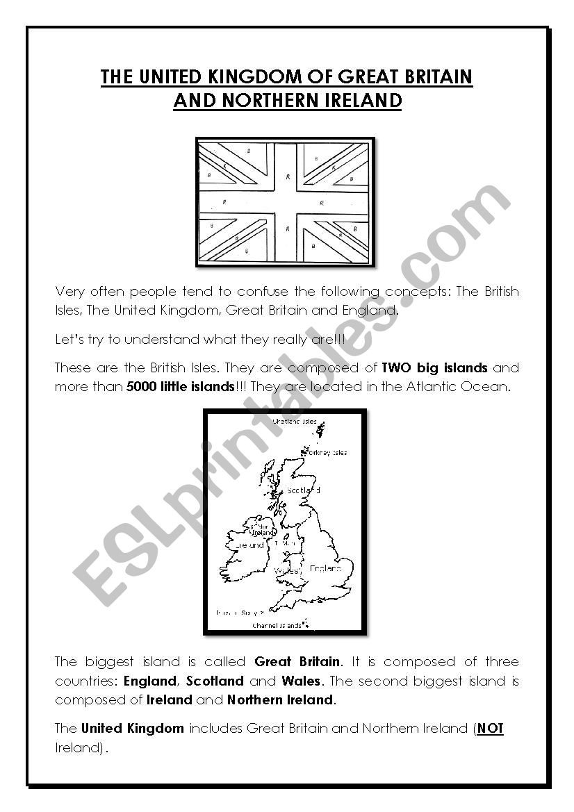 Introduction to Great Britain worksheet
