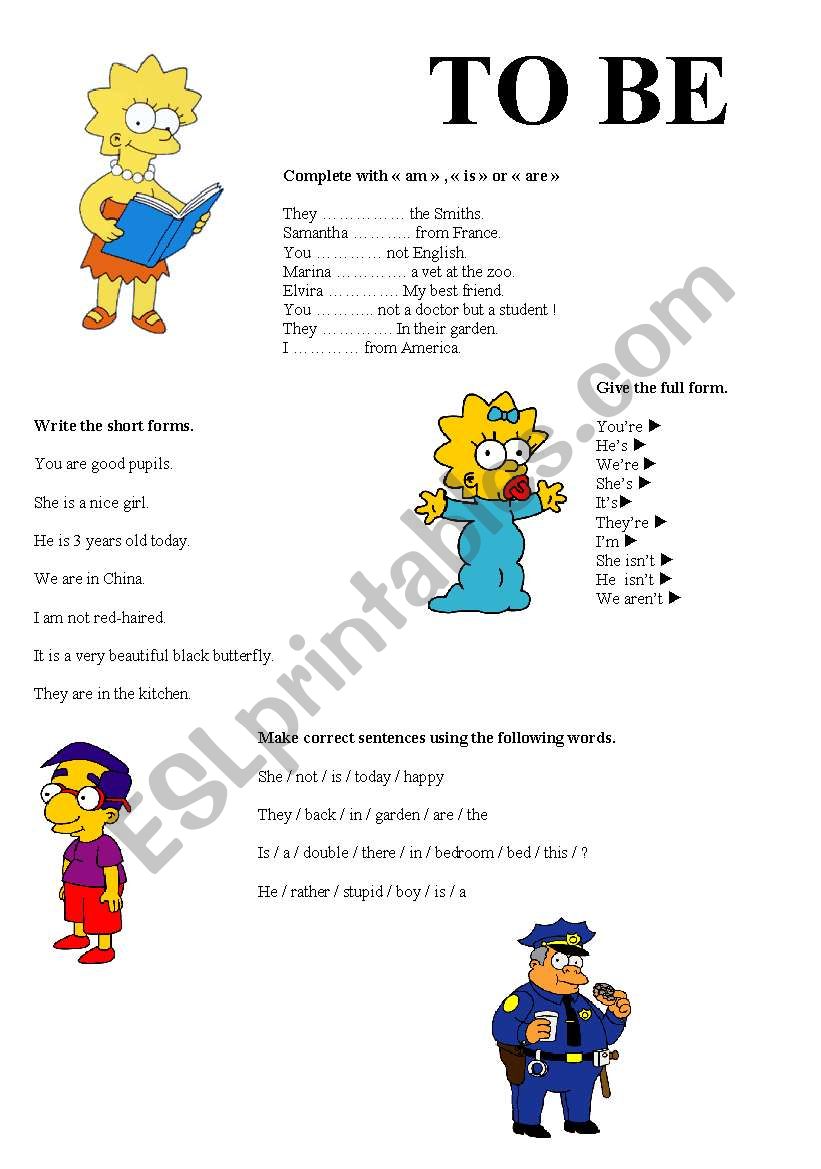 to be with the simpsons worksheet