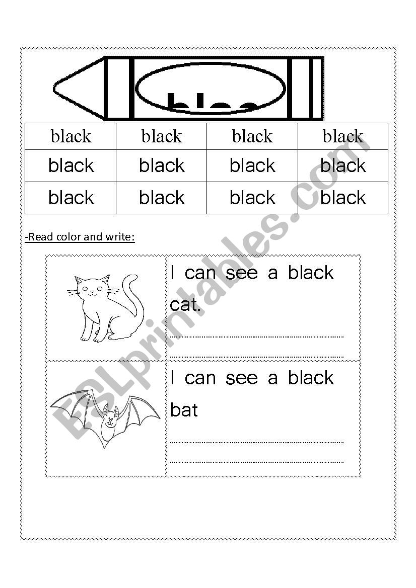 black colour worksheet worksheet
