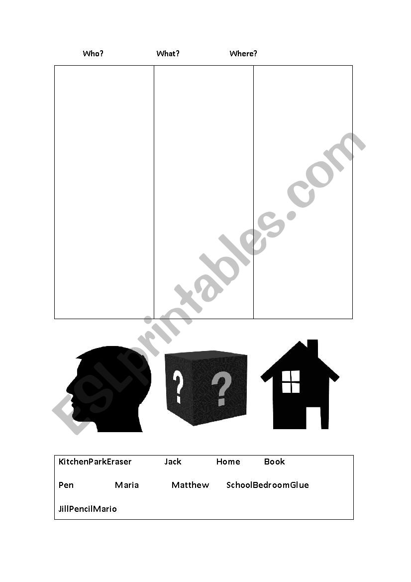 Who, What, Which worksheet