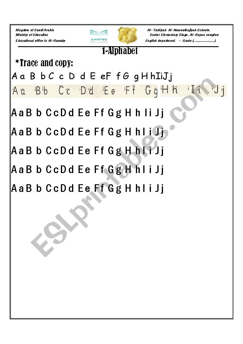 WRITING ALPHABET worksheet