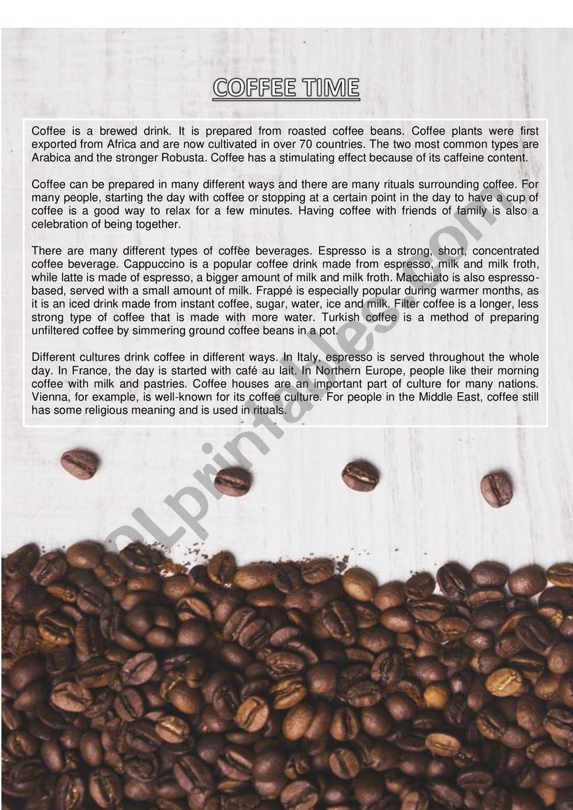 Coffee Time worksheet