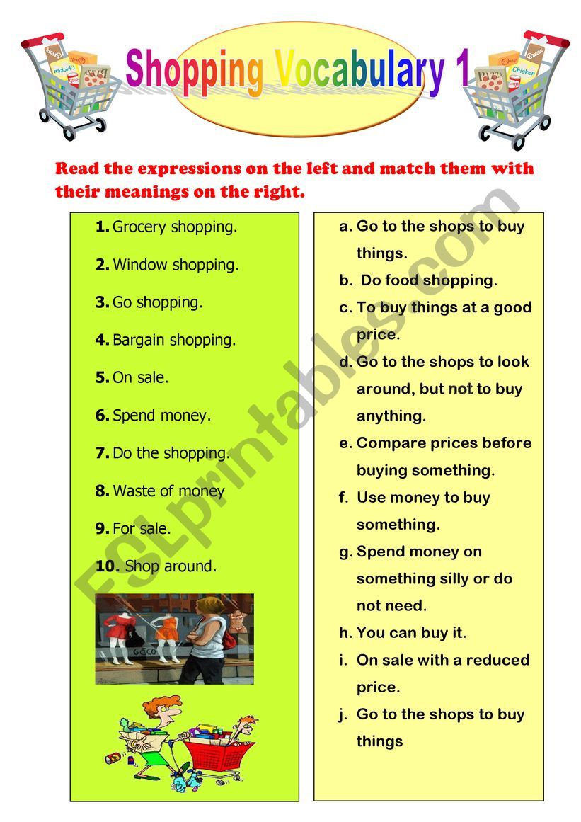 Shopping Vocabulary 1 worksheet