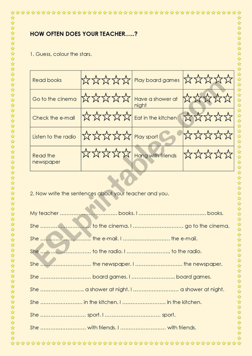 FREQUENCY ADVERBS  worksheet