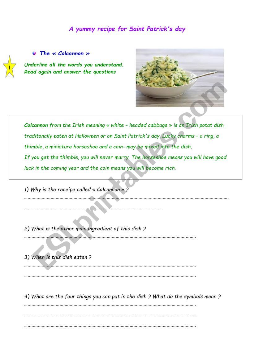 Colcannon - A yummy Irish receipe for Saint Patricks day