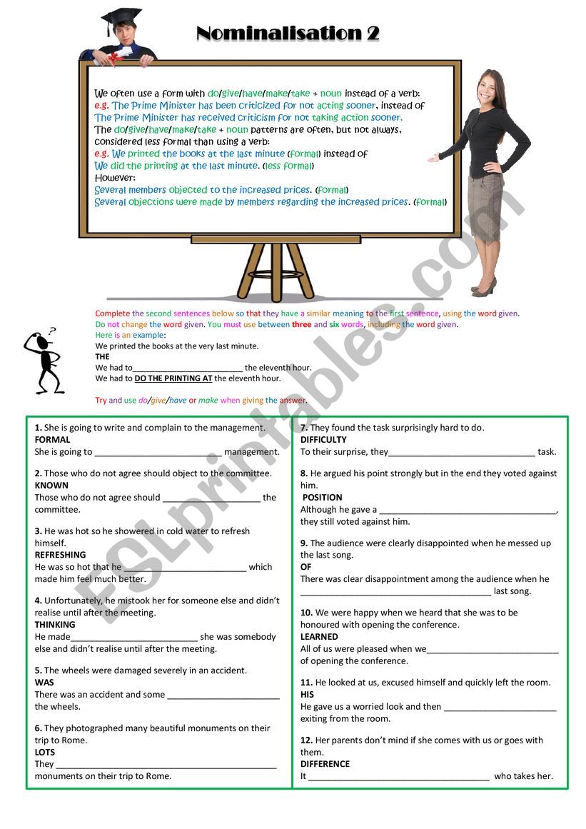 Nominalisation 2 worksheet