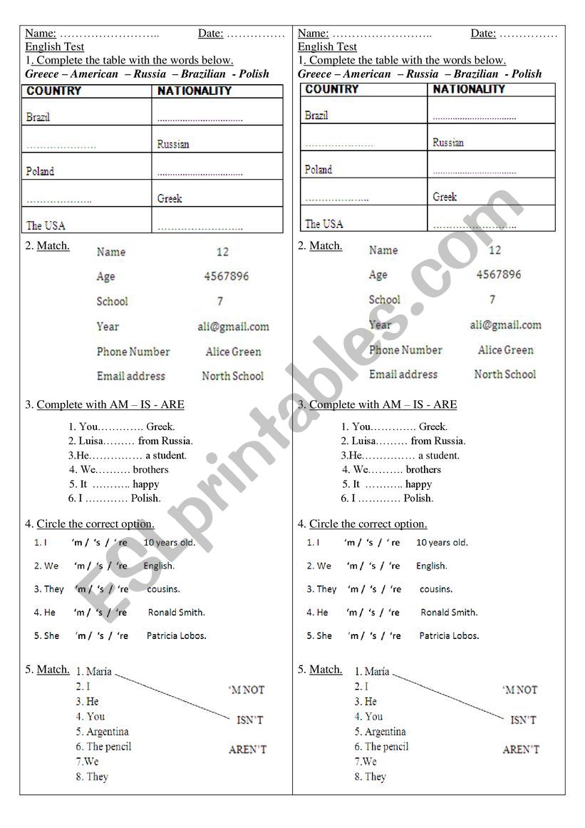 Test worksheet