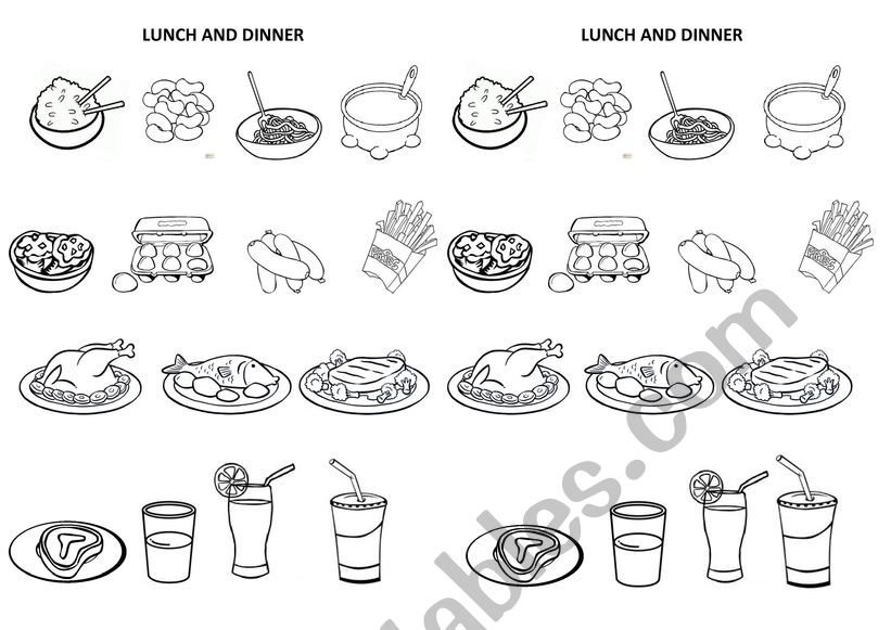 lunch and dinner worksheet