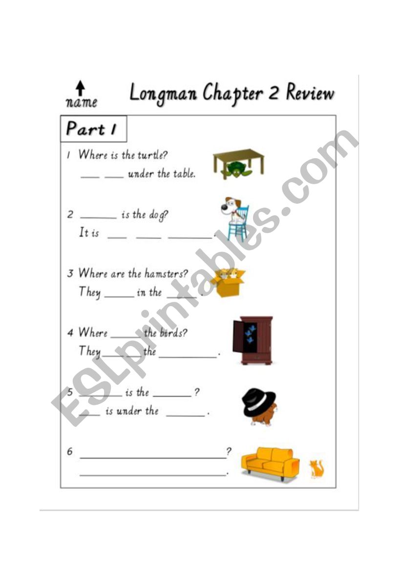 Longman chapter 2 review preposition of place