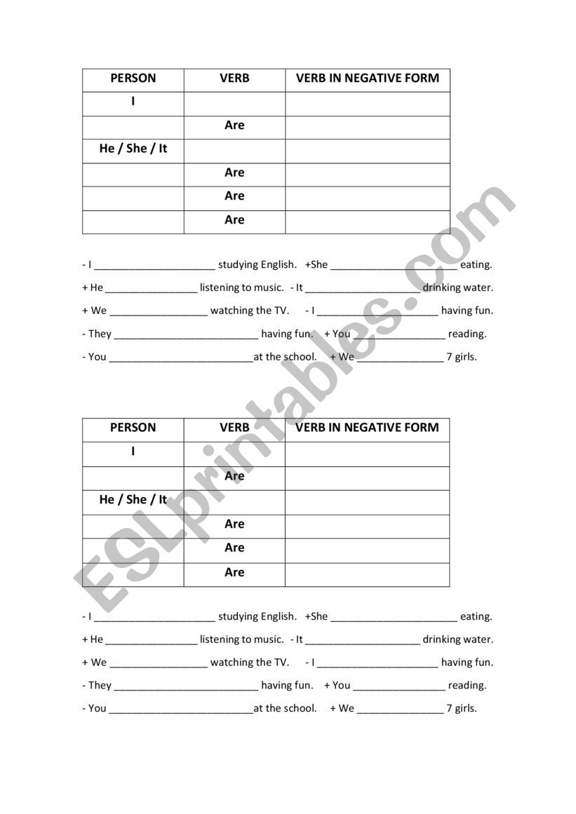 VERB TO BE worksheet