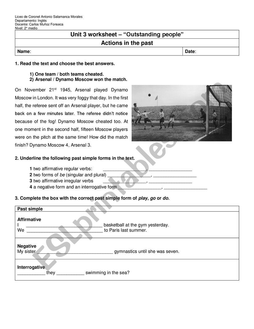 Past simple worksheet - Presentation and practice