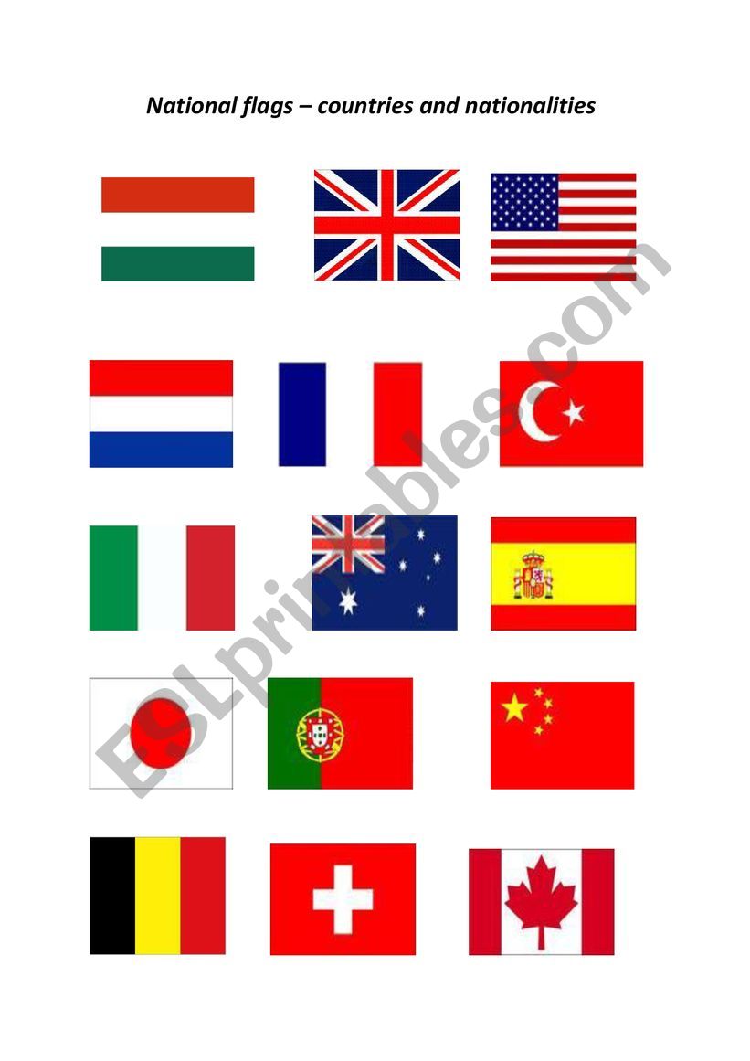 Countries and nationalities worksheet