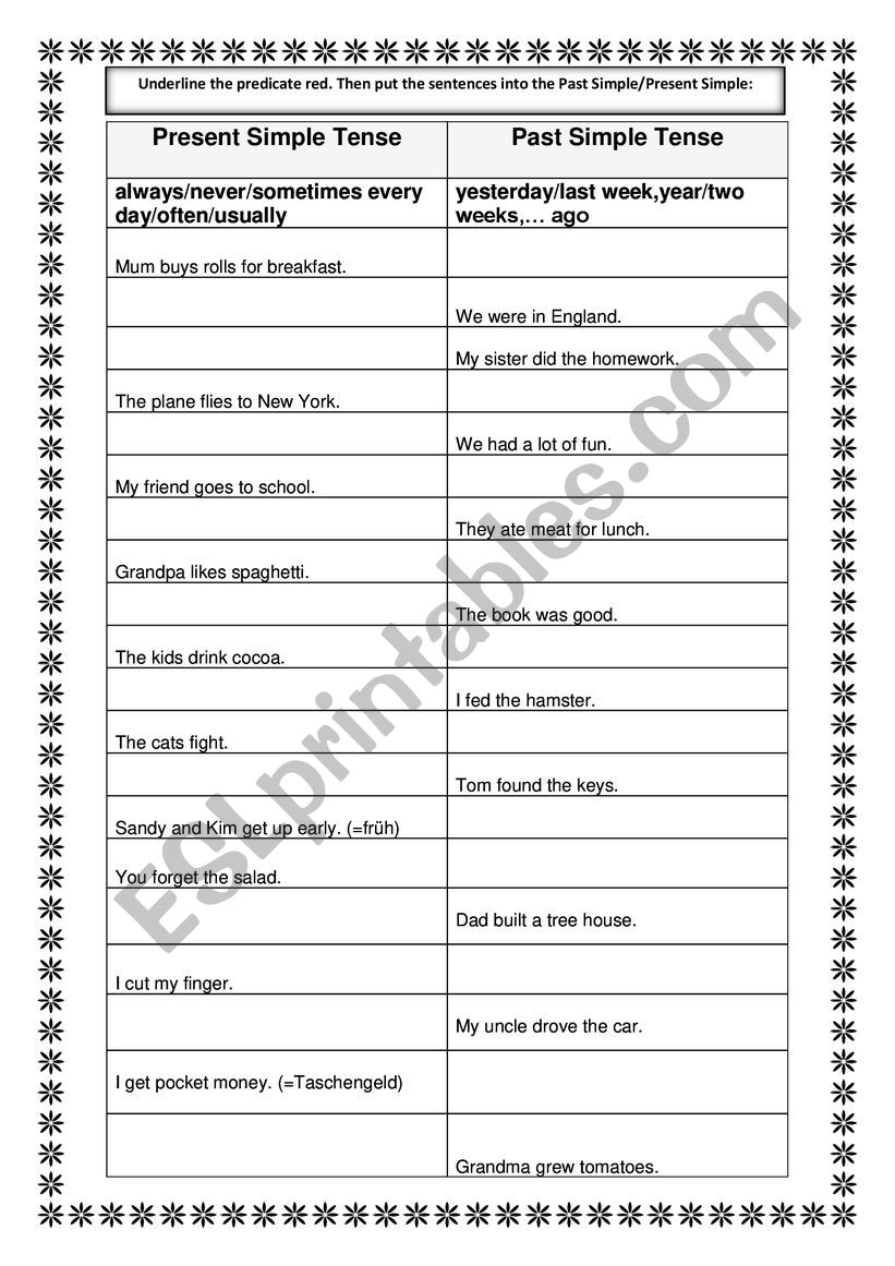 mixed tenses worksheet