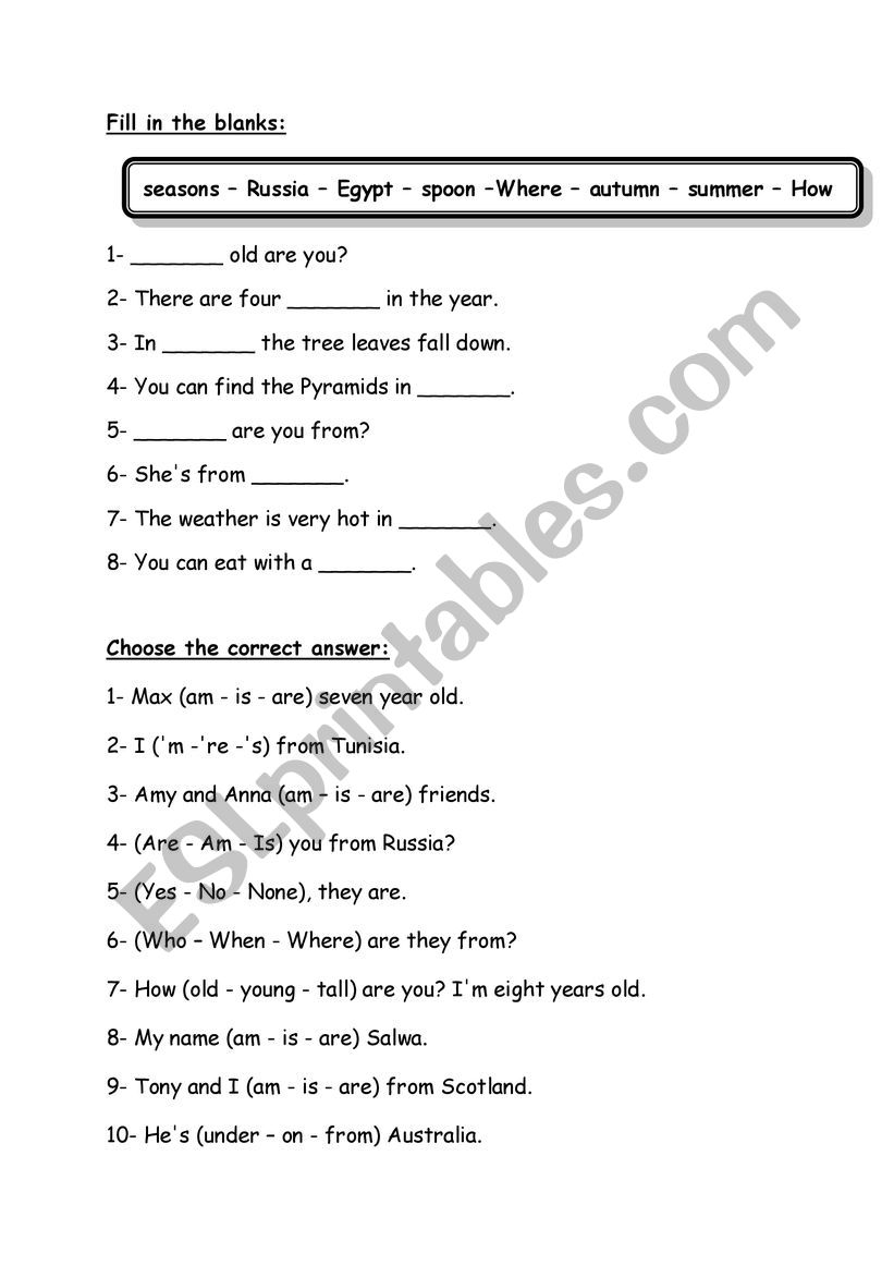 review 6th/7th form worksheet