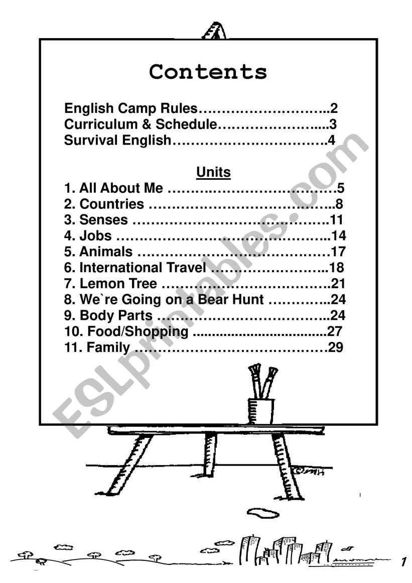 Camp Book Template worksheet