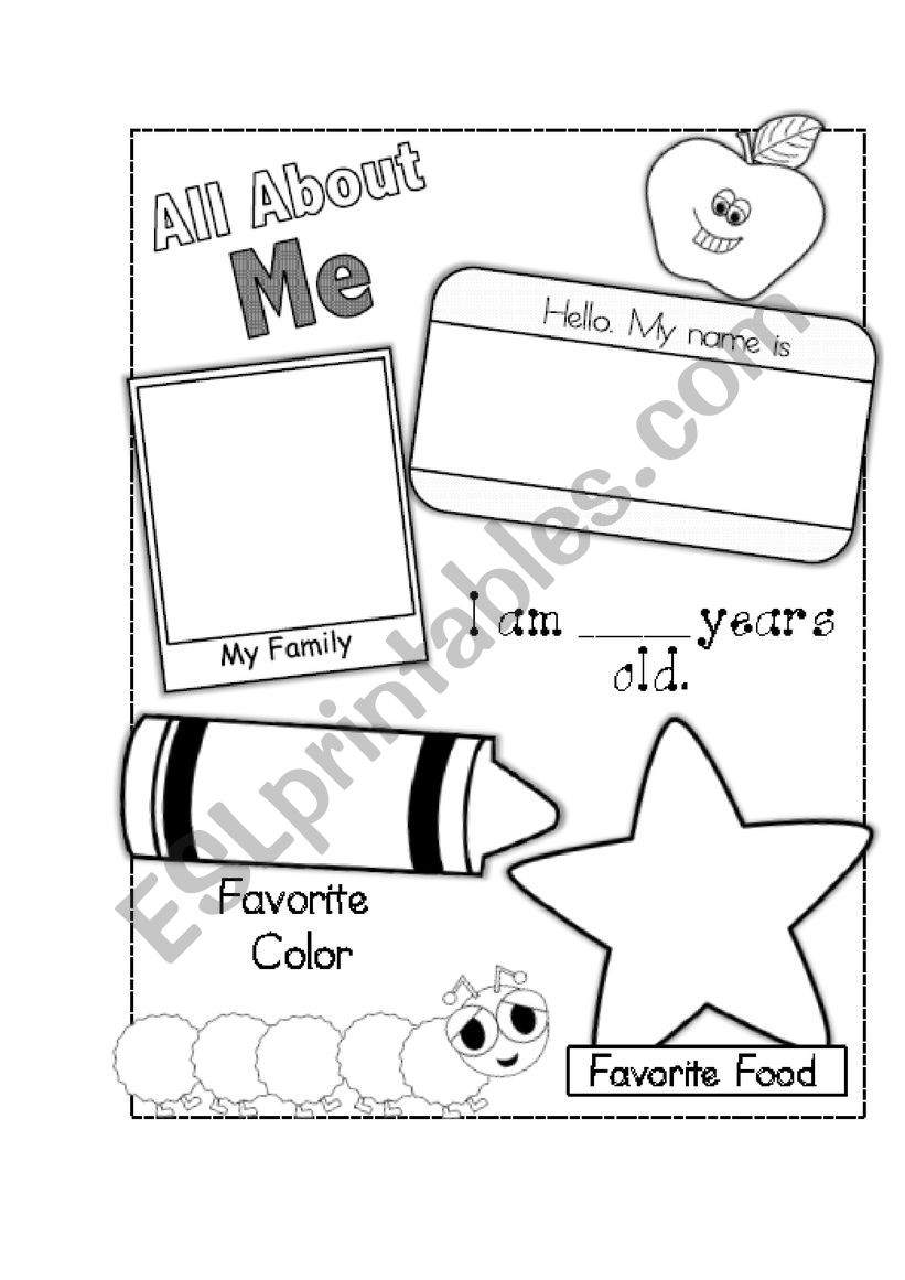 All About Me worksheet