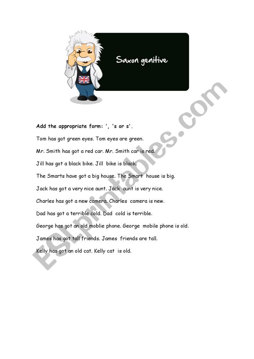 Saxon Genitive worksheet