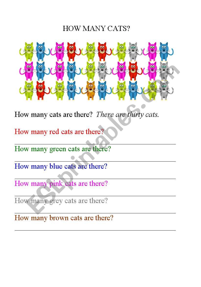 How many colourful cats? worksheet
