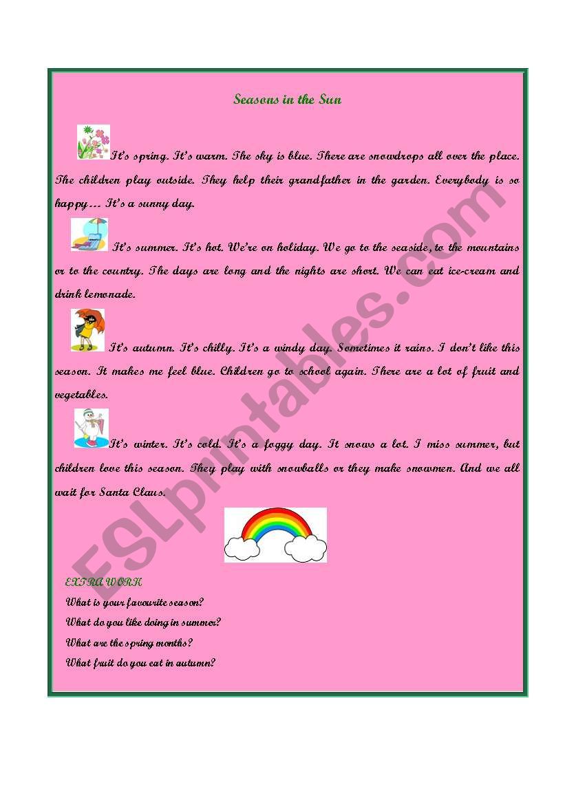 READING SEASONS EASY worksheet